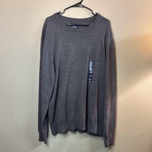 New Stafford Sweater Men’s Gray Merino Wool Crew Neck Casual Knit Sz XXL